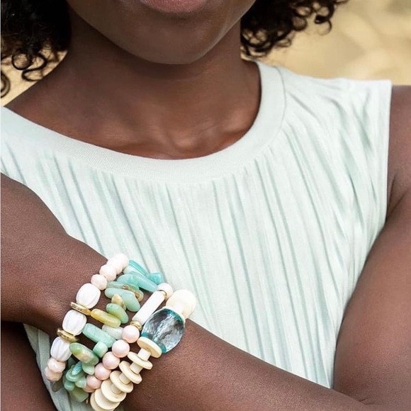 Plunder Design Boho Summer Colorful Stackable Bracelet Set ❤️ Turquoise/pink - Picture 3 of 4